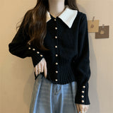 KANING Korean Collider Polo Collidered Polo Knitted Cardigan Women's New Slim Slim Sweater In Autumn And Winter 2026