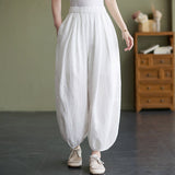 Summer Thin Art Cotton And Cotton Pure Lantern Trousers Women's New Loose Leisure Strand Radishes