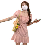 Bubble Sleeve White Dress Women Summer New French First Love Short Skirt Small Man Tall