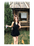 Pure Lusty Sex In Low-Chest Lace Black Hanging Neck Dress Female Hottie Temperament Waist Dress Woman