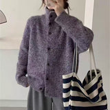 KANING Vintage Lazy Flower Line High-Necked Knits 2026 Fall/Winter New Loose Soft-Shose Sweater Coat