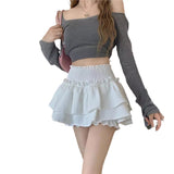 Women's Clothing 2025 New Summer Ballet Style High Waist Thin Design Sweet And Spicy Cake Ponmp Short Skirt
