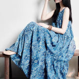 Super Nice And Beautiful Broken Flowers V Collar Dress Dress New Fresh Holiday Wind Sling Dress Summer