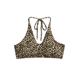 Leopard Hanging Neck Tie With Sexy Beauty Back-To-Back Chest Summer Dress Short Vest Underwear Tide
