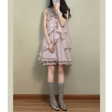Mist Purple Cascading Wood Ear Sleeveless Dress 2026 Summer New Holiday Women Light Luxury Gentle Fairy Dress