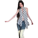 Sweet And Spicy Style Splicing Shoulderless Sleeveless T-Shirt Women's Summer New Design Sense Slimming Top