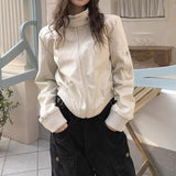 Vintage Short Leather Coat Woman 2025 Autumn New Design Small Leather Jacket Locomotive Suit Woman