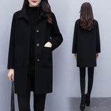 Autumn And Winter Korean Version Has Pocket Button Hair, Coat Female Large Size Loose Age Reduction Long Coat
