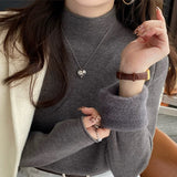 Kaning Plus Thick Bottom Knitted Shirt 2026 Autumn And Winter New One-Piece Collar With Half-High Collar Inside A Sweater