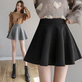 Hairy Dress Woman 2025 New High-Waisted Ass Short Skirt A-Word Black Autumn And Winter Half Skirt 100-Folded Pony-Up Skirt