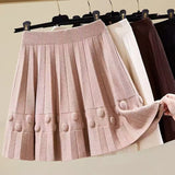 KANING College Wind Knit Short Skirt Women High Waist Skirt Autumn High Waist High Waist Show Thin Tight Waist A Skirt Girl