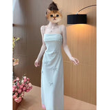 Sweet Cool Wind Pink Three-Dimensional Bow Sling Tset Bra Dress Girl Spring Summer Hottie Waist Thin Skirt Tide