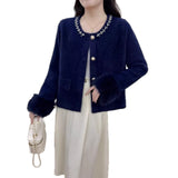 KANING Pink Yangerming Knitted Cardigan 2026 Autumn New Women's Sweater Coat Woman