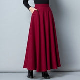 Autumn And Winter Pure Color Hair, The Half-Dress Skirt Big Swing Skirt High-Rise Long Dress Skirt Skirt Skirt