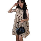 Ocean Wave Hit The Color Hanging Neck Dress Girl Small Summer Loose Waist Umbrella Skirt Shoulder Skirt
