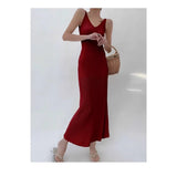 Elegance Of Elegant Knitted Dress Sling Dress With Long Skirts Inside The Slimming Hooks And Hanging Bag-Butar Vest Skirts