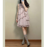 Mist Purple Cascading Wood Ear Sleeveless Dress 2026 Summer New Holiday Women Light Luxury Gentle Fairy Dress