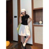 Summer New Three-Dimensional High-Waist College Wind Half-Dress Women Show Thin Tight Waist Casual Fashion Sports