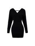 Yu Sister Hottie Temperament Thin V-Neck Knitted Dress Woman 2025 Autumn And Winter New Pure Want To Pack In The Hips Short Skirt