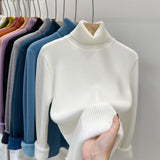 High-Necked Velvet Sweater Women Plus Velvet Thick Long Sleeves With 2025 Autumn And Winter New Bottom Warm Coat Gas