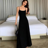 Hottie Solid Color High-Waisted Dress Women's New Summer Waist Showing Thin Shoulders Inside The Knee Dress