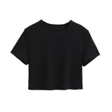 Round Collar Short-Sleeved T-Shirt Slimming With High-Waisted Umbilical Short Top