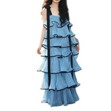 Fashion Thin Temperament Dress Thousands Of Gold Famous Wind Strapped Sling Heavy Industry Lotus Leaf Side Dress