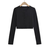 Sweet Sister Six Buckle Teeth Open Shirt Fashion Long Sleeve Thin Short Coat Sunscreen Thin Top