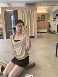 Korean Gray High-End Feeling Loose Thin Short-Sleeved T-Shirts In Summer Pure Desire Design Small Small Top