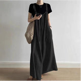 2026 Summer Cotton Languis Lazy Back Trousers Women's New Summer Feeling Loose Leisure Wide Leg Conjoined Long Pants
