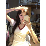 Mordell's New Summer Collared Hottie Short-Sleeved Bow Embroidered With Pure-Want T-Shirt