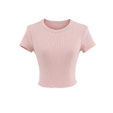 Basic Shoulder-Closing Short-Sleeved T-Shirt Women 2025 Summer Round Collar Solid Color T-Shirt Inside The Bottom Shirt Top