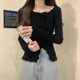 KANING French Sexy Wooden Ear Repair Base Knitted Jersey 2026 Autumn And Winter New Irregular Knitted Sweater