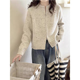 KANING Korean Version Of Loose Gentle Soft Soft Knitted Cardigan Women 2026 Autumn New Double Zipper Sweater Jacket