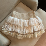 Net Red The Same 2026 Four Seasons New Small Fragrant Lace Lace Skirt Sweet Baboon Cake Skirt Fluffy Skirt