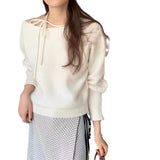KANING Round Neck Hanging Neck Knitted Jersey 2026 Autumn New Korean Version Of Loose Design Sweater Woman