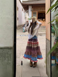 Vintage Print Dress Women's Spring Summer 2025 New High-Rise Thin A-Word Long Skirt