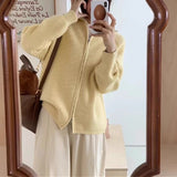 KANING Korean Version Of Double Zipper Knitted Cardigan 2026 Autumn And Winter New Loose Lazy Soft Sweater Woman