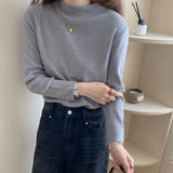 KANING Simple Half-High Collar Knitted Bottom Shirt Women 2026 Autumn And Winter Soft Long Sleeves With Sweater Top