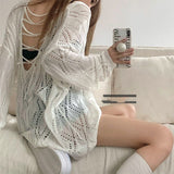 White Knitted Jersey Women's Autumn Slings 2026 New Lazy Design Small Open-Out Backwear