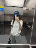 Pure Lustful Sexy Out-Shoulder Loose Large Size Short-Sleeved T-Shirt Female Summer Korean Version Of The New Casual Simple Bottom Top Woman T-T