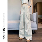 Workwear Women's 2025 New Summer Thin High-Waisted Loose Thin Leisure Sports Climbing Trousers #2232