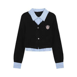 College Wind Fake Two Shirt Women 2026 Spring And Autumn Korean New Polo Collar Hit The Niche Thin Top
