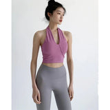 Sports Fitness Yoga Suit With Chest Pad Hanging Neck Small Vest Women's Summer Sexy Casual Beauty Back Clothes