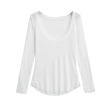 Micro-Permeable Long-Sleeved Top Woman 2025 Spring And Summer Pure Desire Hot Girl Lazy With Thin U-Neck Hoodie Sun Protection T-Shirt