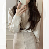 KANING Tender Love Buckle Pink Knitted Cardigan Women 2026 Autumn New Women's Clothing Outside The Small Open Shirt