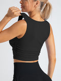 Sexy Sports U Collar Sleeveless Wrinkles Bottom Vest Can Wear A Body-Repair Yoga Running Vest Bottom Top Woman T