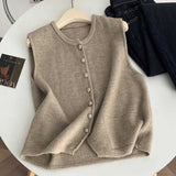 High-Grade Knitted Vest Female French Temperament Simple Yang Suit Vest Stacked With Outer Tops Solid Color Short