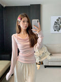 Purely Sexy Hottie T-Shirt Women's T-Shirt Autumn New Design Slim Slimming Niche Pink Top