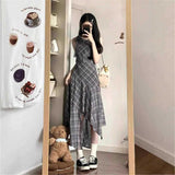 French Sleeveless Irregular Lattice Vest Dress Women's Summer 2025 New Small Temperament Long Dress